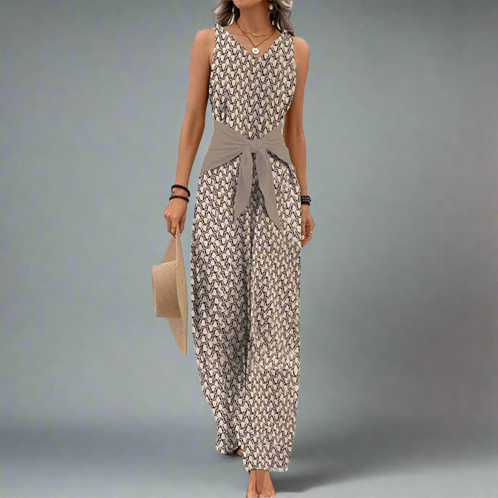 Ärmelloser Jumpsuit mit V-Ausschnitt