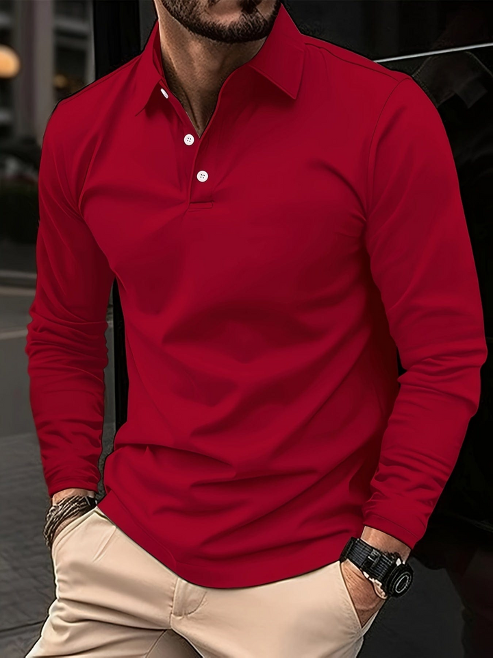 Hagin｜ Langärmeliges Polo T-shirt für Herren