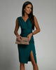 Elegantes Kleid mit V Ausschnitt und Seitenschlitz