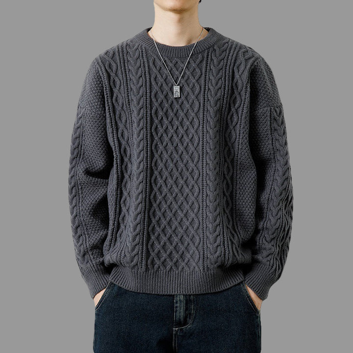 Strickpullover mit Zopfmuster für Herren