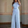 Ärmelloser, bestickter Jumpsuit mit weitem Bein für Damen