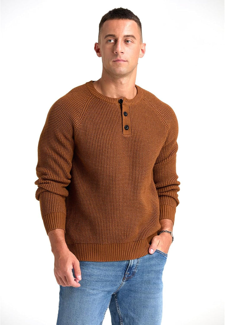 Henley-Pullover mit Waffelstrick für Herren