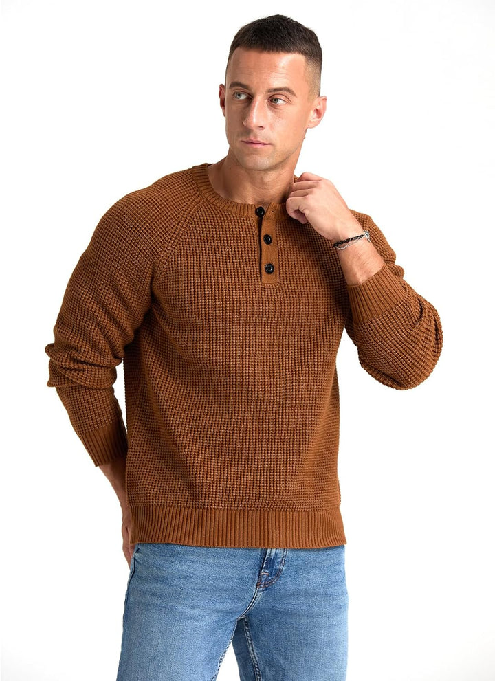 Henley-Pullover mit Waffelstrick für Herren