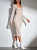 Geripptes Midikleid aus Strick mit Twist-Front für Damen