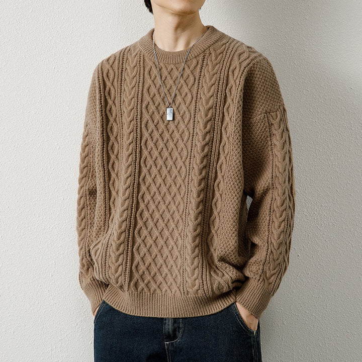 Strickpullover mit Zopfmuster für Herren